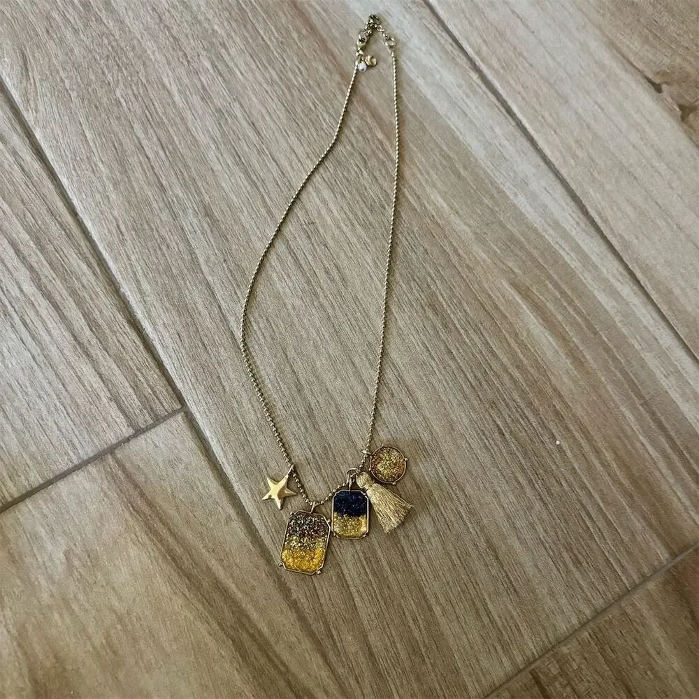 Gold-Tone Necklace with Star & Tassel Charms